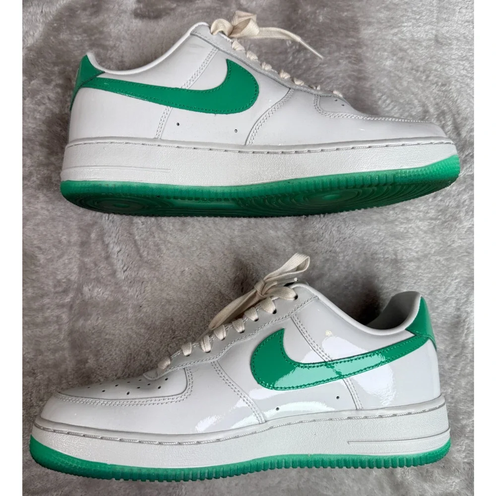 Nike Air Force 1 07 Premium Platinum Tint Stadium Green Sneakers Mens 8.5